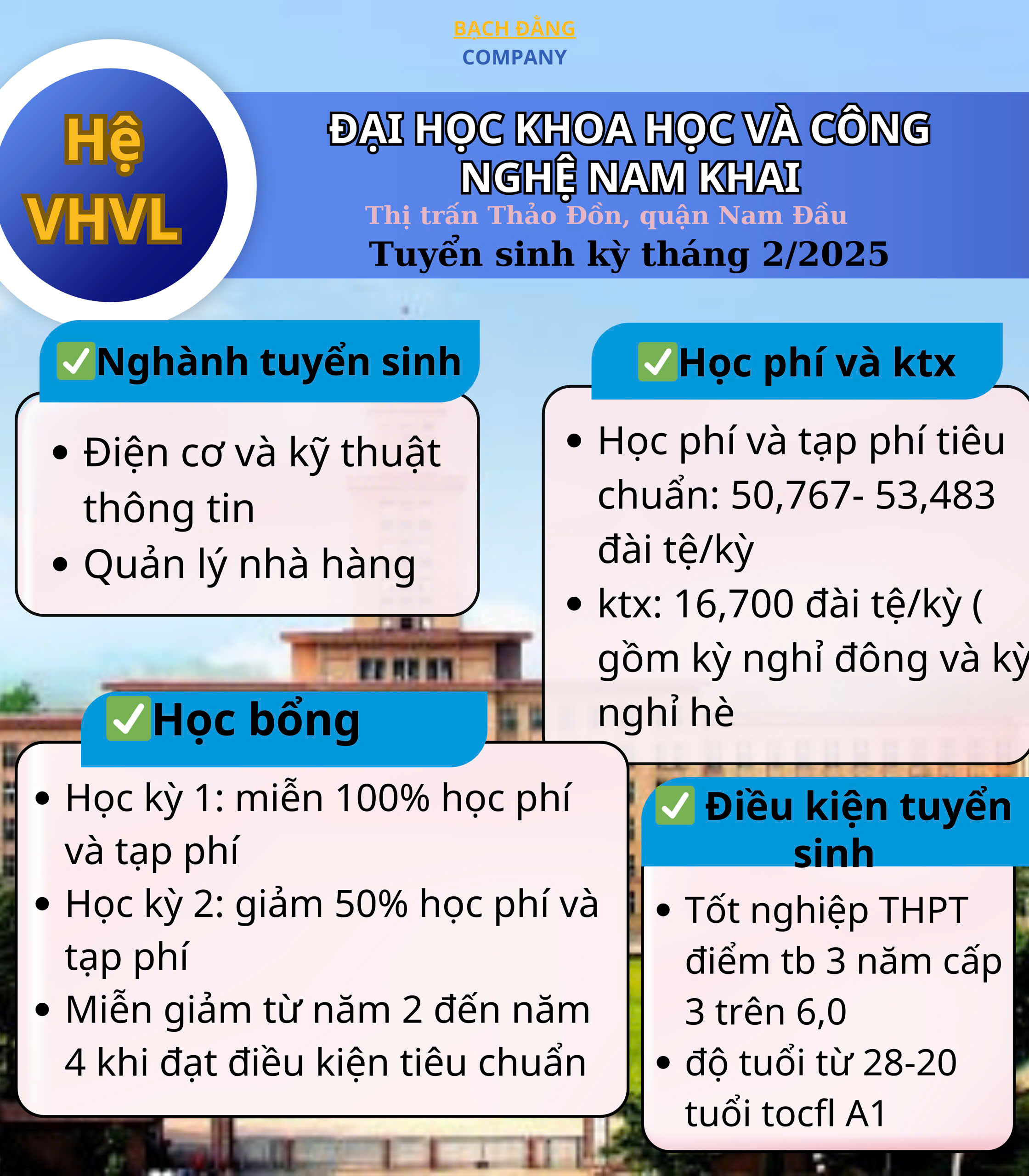 Giới thiệu hệ vừa học vừa làm Đại học Nam Khai kỳ tháng 2 năm 2025
